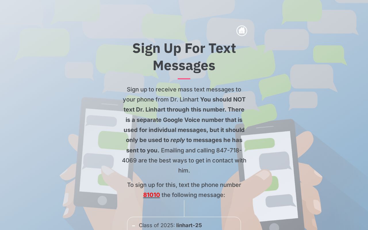 Sign up for Text Messages
